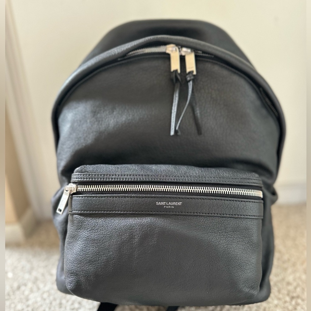 Saint Laurent City Backpack mini all leather black